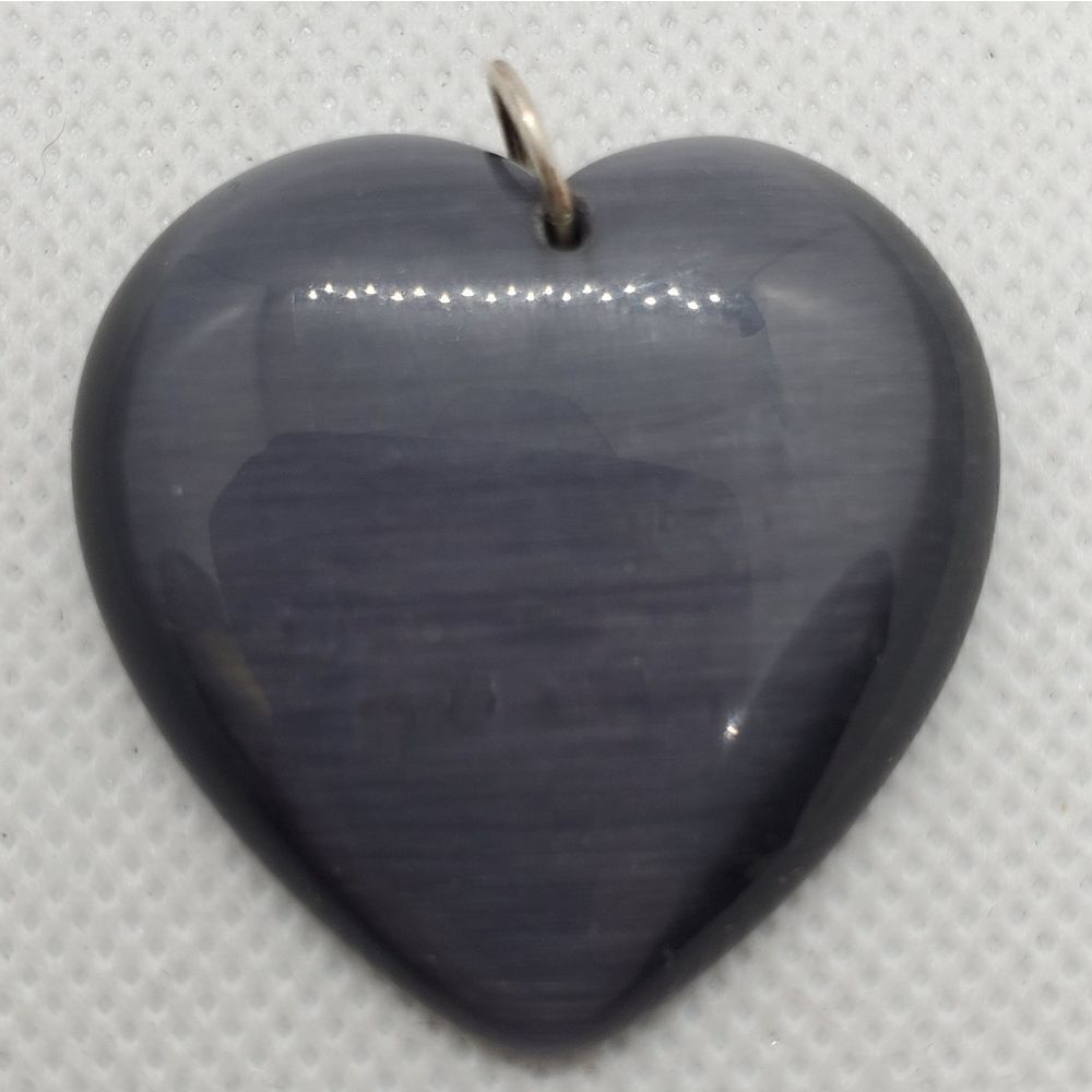 Gray Cat's Eye Heart Pendant